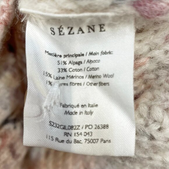 EUC Sezane Pierre Alpaca Wool Cotton Multicolor Cardigan Ecru XXS - Picture 8 of 9